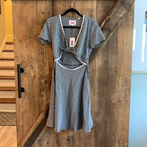 SOLID & STRIPED Black and White Gingham Cutout Dress